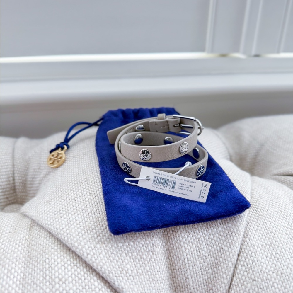 Tory Burch Double Wrap Logo Stud Bracelet